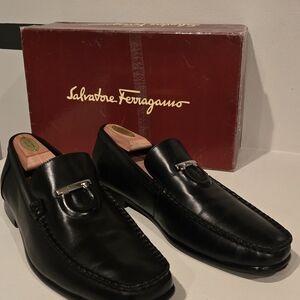 Salvatore Ferragamo Black Leather Loafers